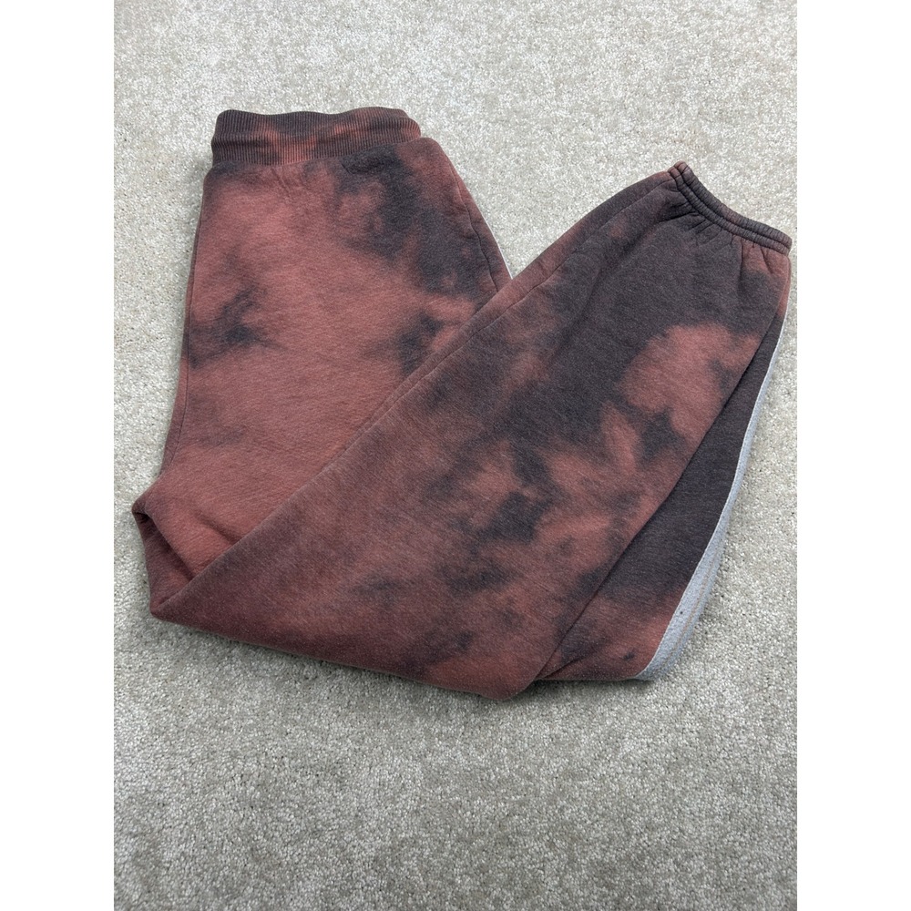 No Boundaries Tie Dye Sweatpants M Brown Pink Varsity Stripe Grunge Retro